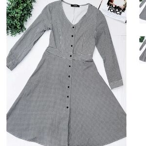 Black and White Houndstooth Circle Dress Size Small